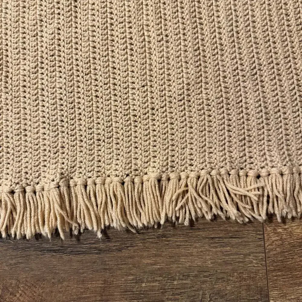 Hand Crocheted Throw Blanket Afghan 44”x83”
